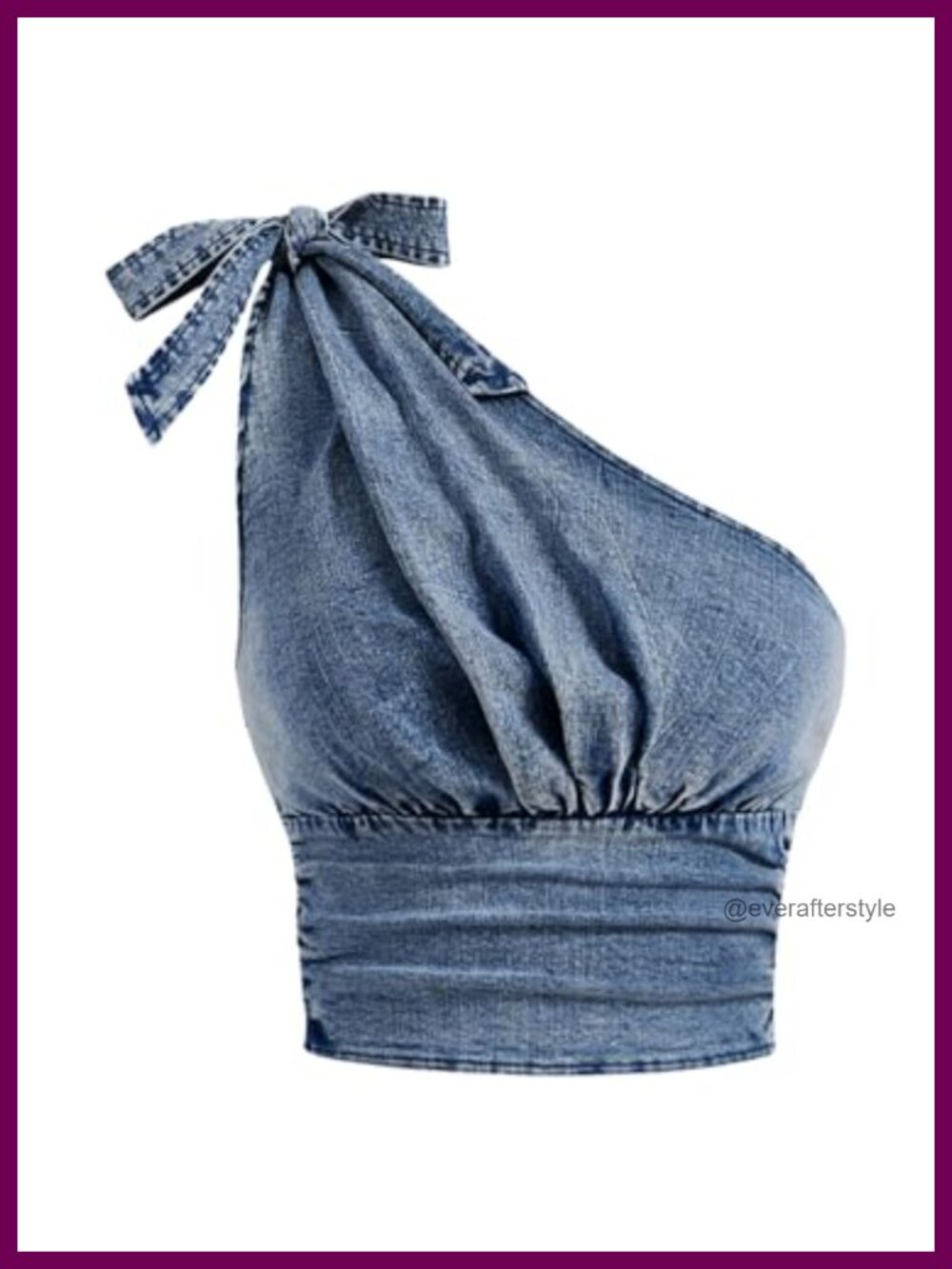 Floerns Women's One Shoulder Ruched Denim Vest Bowknot Y2k Crop Tank Top